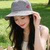 Summer Parent-Child Plaid Heart Wide Brim Sun Hat - Stylish Travel Vacation Fisherman Hat for Kids with Sun Protection