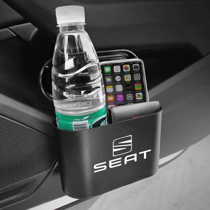 Auto Fahrzeug Etui Aufbewahrungsbox Schwarz ABS Quadratisch Drücken Mülleimer Für SEAT Leon Ibiza Alhambra Arosa Tolendo Exeo Mk2 Mk3 Ateca Altea FR