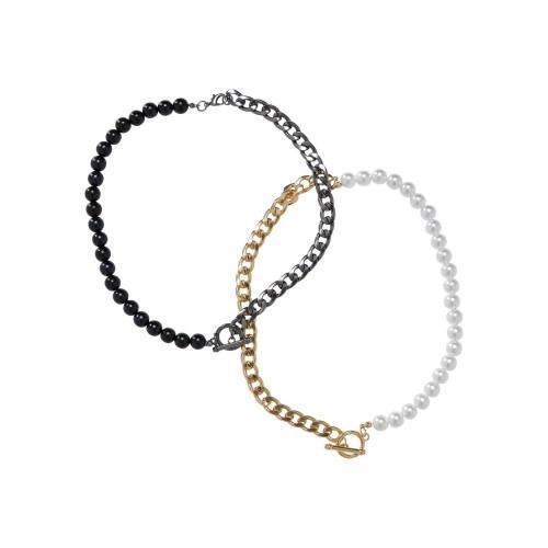 Urban Classics Exchangeable Half Pearl and Chain Necklace (Pack of 2)