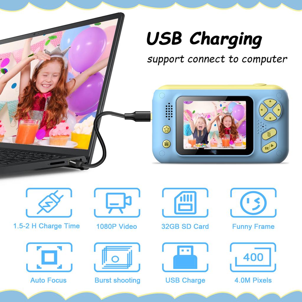 Children's camera 4000W HD large screen lens flip can take selfies children's digital camera