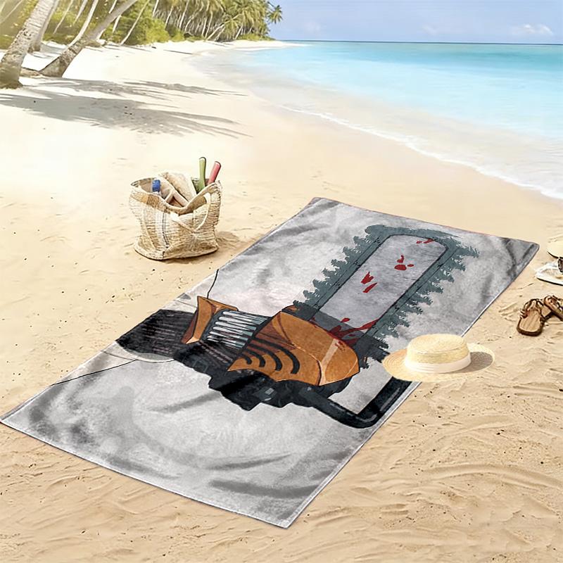 Chainsaw Man Print Beach Towel, Large Soft Quick Dry Towel for Beach Camping Swimming