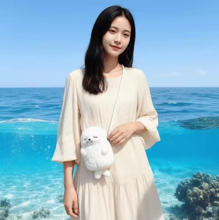 Phone Bag Cute Seal Shoulder Pouch Adorable Soft Cartoon Seal Handbag Lightweight Adjustable Straps Crossbody Bag Daily