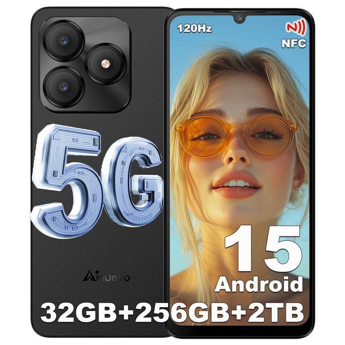 Smartphone 5G Ainuevo Neo S25 Pro 32GB+256GB 6.75" Smartphone Pas Cher Android 15 5280mAh Telephone Portable Dural SIM/NFC/64MP Noir