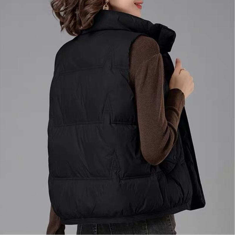 Women's Down Vest Autumn Winter New Style Outerwear White Goose Down Cropped Loose-fit Stylish Thickened Vests