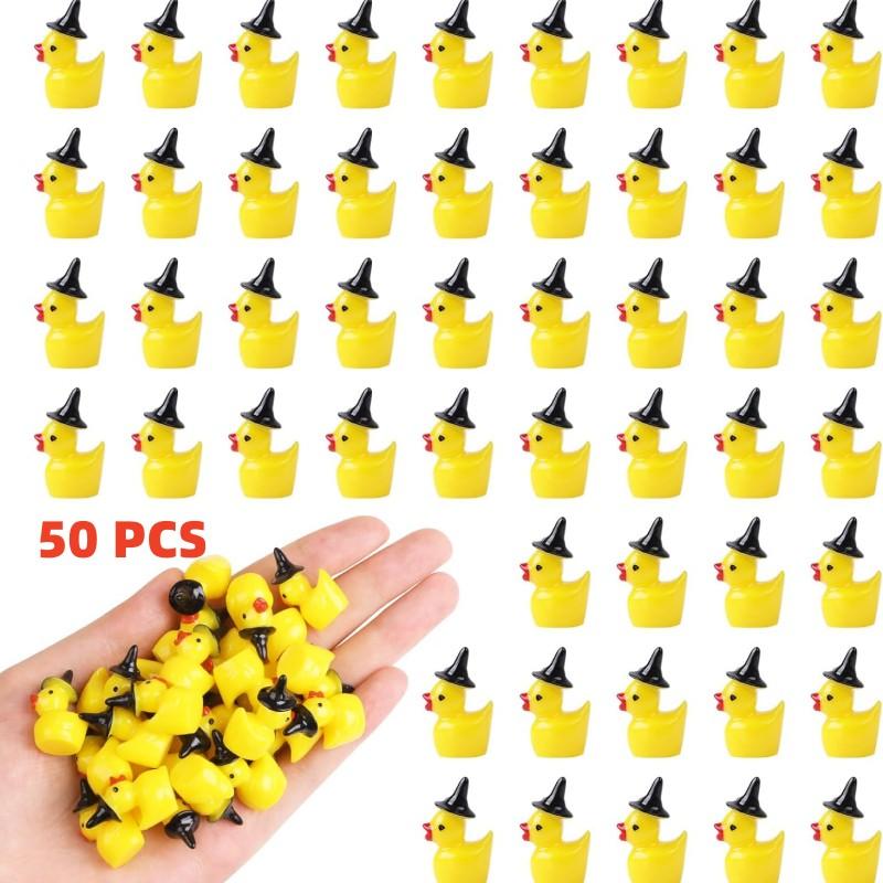 Mini Resin Duck Tiny Ducks Witch Hat Miniature for Craft Dollhouse Fairy Garden Home Decoration