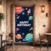 Rocket Birthday Decoration Creative Planet Durable Birthday Banner Vibrant Birthday Backdrop for Outdoor