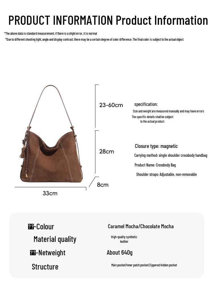 2025 Relaxed Retro Suede Hobo Tote - Large Capacity Crossbody Bag