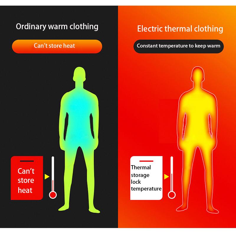 Herren Winter Heizunterwäsche Waschbar USB Elektrisch Beheizt Thermo Fleece Gefüttert T Shirts