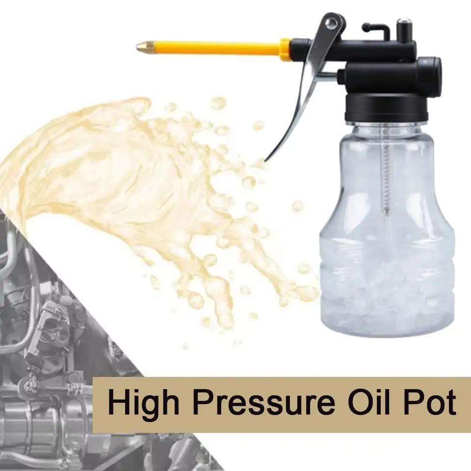 Grease Gun Oil Pump 250ml Plastic Transparent High Pressure Oiler Manual Oiling Gun Lubrication Oil Can Bottle with Rigid Spout