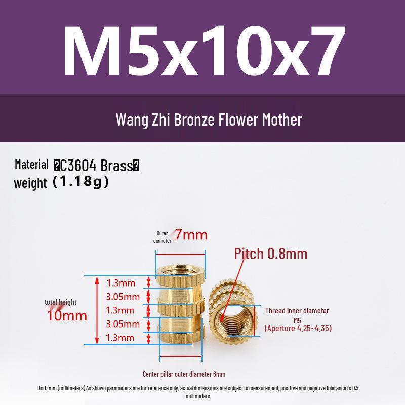 M1-M10 Knurled Brass Heat Insert Nut for Injection Molding