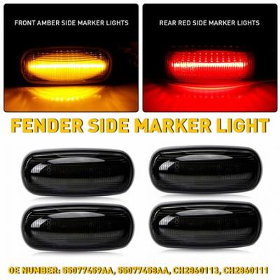 Smoked Lens Amber Red LED Side Marker Lamps For 03-09 Dodge Ram 2500 3500 HD EXV