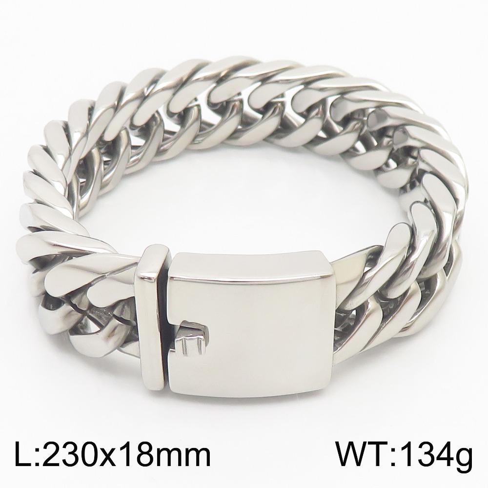 European and American Simple Electroplated Gold Four-sided Ground Titanium Steel Men's Bracelet