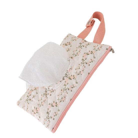 Baby Wipes Pouch Floral Quilted Portable Baby Organizer Bag Refillable Wet Wipes Bag