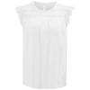Frühlings- und Sommerbluse für Damen, lässig, einfarbig, Spitze, Rundhalsausschnitt, ärmellos, gestreift, ausgehöhlt, gerades Rohr und kleine fliegende Ärmel