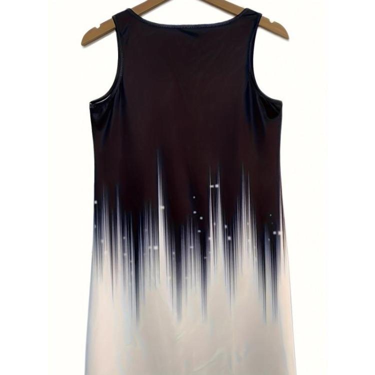 Women Casual Midi Dress Notched Neck Floral Print Sleeveless Clothing