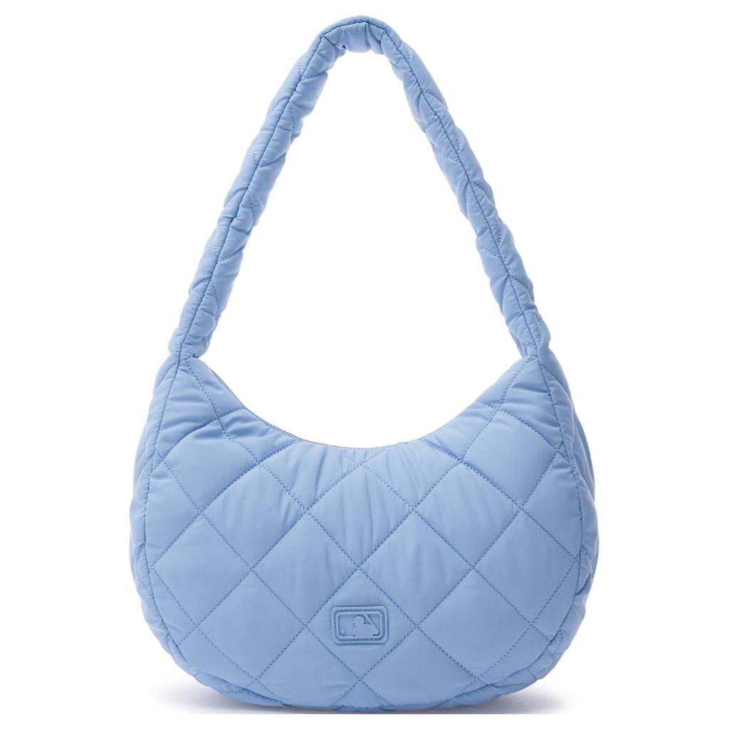 New MLB Polyester Hobo Bag Shoulder Bag Medium Women's Light Blue 3ABQM0936-07SBS