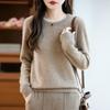 100% Pure Wool Lazy Style Loose Knit Cashmere Pullover Sweater, Round Neck, Autumn/Winter.