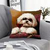 Cool Dog with Sunglasses Pillowcase, Red Wine Animal Cushion Cover, Funny Puppy Art Decor, Luxury Sofa Throw Pillow