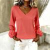 Europe, America, new women's clothing casual loose fashion solid color long-sleeved V-neck pullover