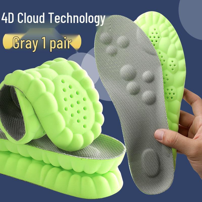 4D Cloud Technology Sports Insoles - Breathable, Odor-Resistant Arch Support for Men & Women