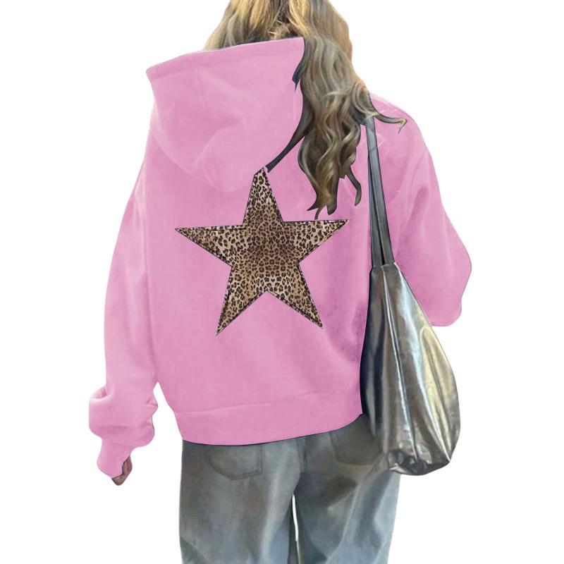 Женский свободный свитшот с капюшоном с принтом звезд XL