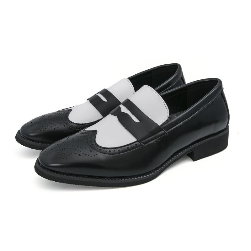 Large size men's shoes business casual leather shoes men's versatile black and white color matching small leather shoes foot loafers men