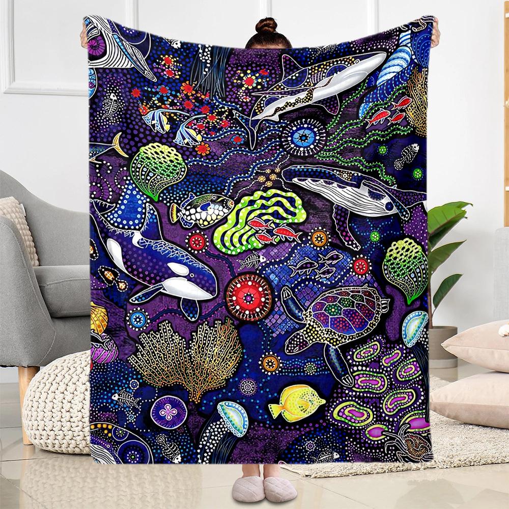 Australian Aboriginal Style 22 Blanket Soft Warm Cozy Perfect for Seaside Couch Picnics All-Season Use Modern Style Birthday Christmas Gift Blanket