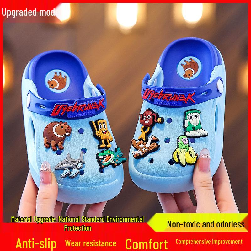 2026 Kids' Non-Slip Summer Clogs, Soft-Soled Sandals, Classic Mountains and Seas Design for Boys (0-8 Years)