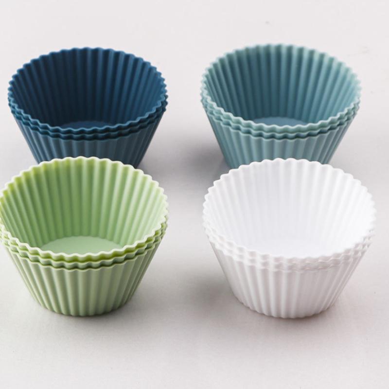 12/24Pcs Silicone Cake Mold Round Shape Muffin Cupcake Baking Molds Pudding Jelly Cup Pastry Home Kitchen Bakeware Bpa Free