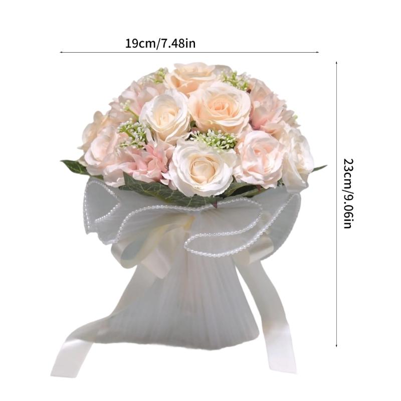 Realistic Multicolor Rose Bouquet Romantics Bridesmaids Flower Arrangement for Wedding Ceremony