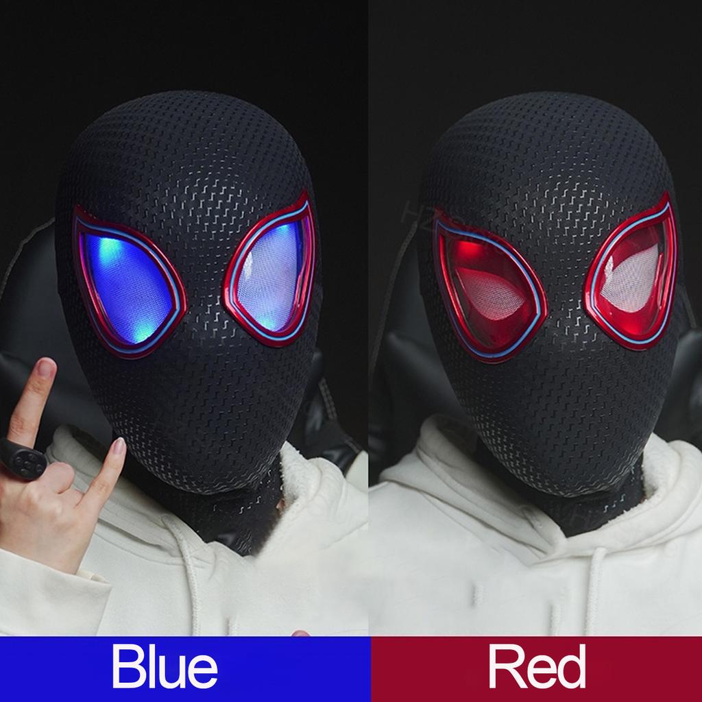 1:1 Miles Morales Mask with Movable Eyes Mascara Electric Gwen Spider Helmet Ring Control Halloween Cosplay Mask Toy Man Gift