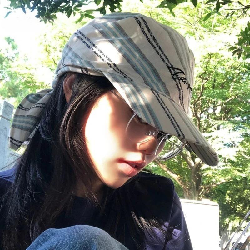 New Korean Original Ins Plaid Triangle Scarf Cap Women'S Y2K Spicy Girl Bucket Hat Trendy Sun Protection Summer Hat Baseball Cap