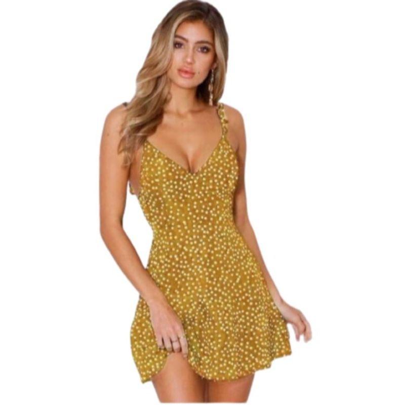 Polka Dot Back Strap Camisole Skirt Sexy Polka Dot Back Shoelace Suspender Skirt