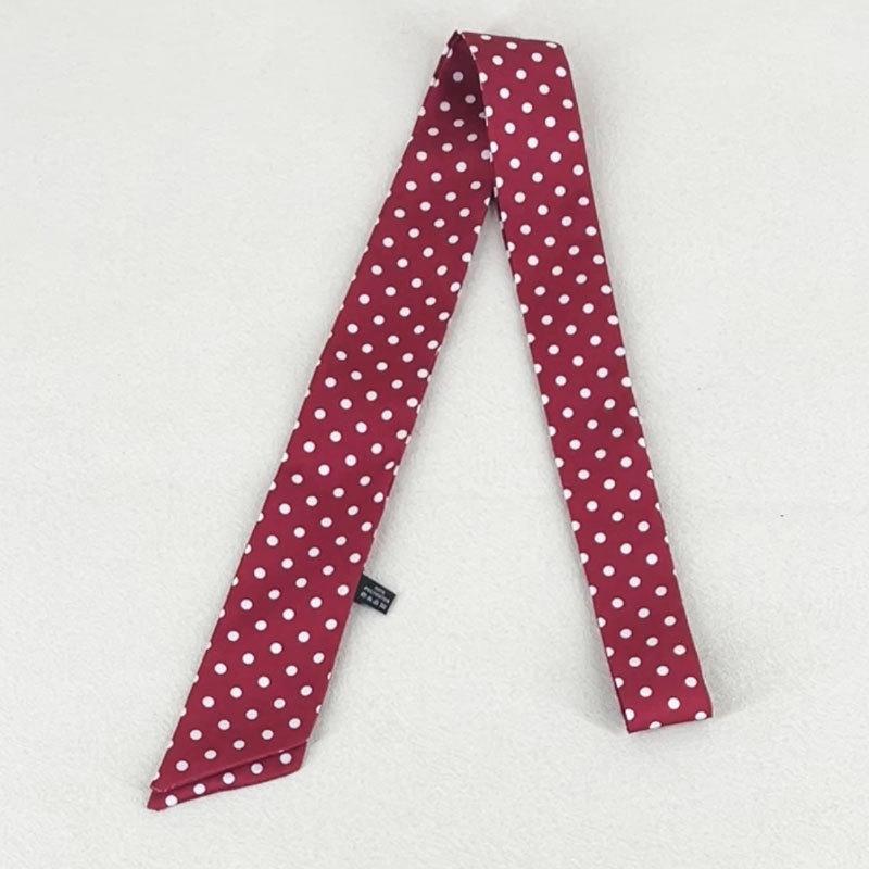 New Gradient Narrow Wide Wave Point Silk Scarf Women's Korean Edition Fashion Long Strip Multi Functional Decorative Belt Ribbon