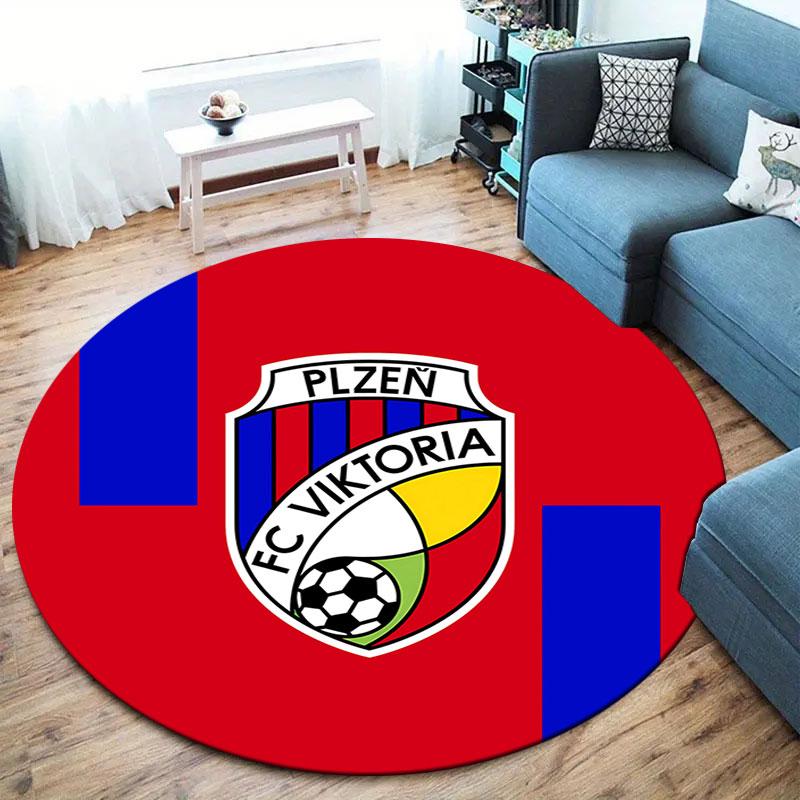 FC Viktoria Plzen Round Area Rug,Carpet Rug for Living Room Bedroom Sofa Playroom Decor,Non-slip Floor Mat
