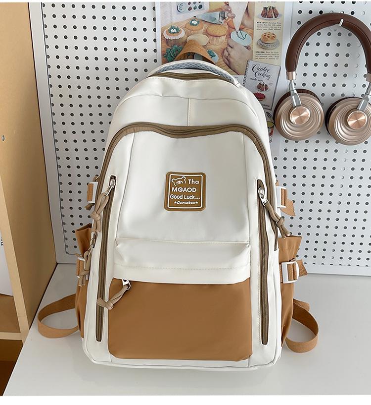 Student Schoolbag 2025 New Contrasting Color High-end Backpack Women's Large-capacity Casual Backpack