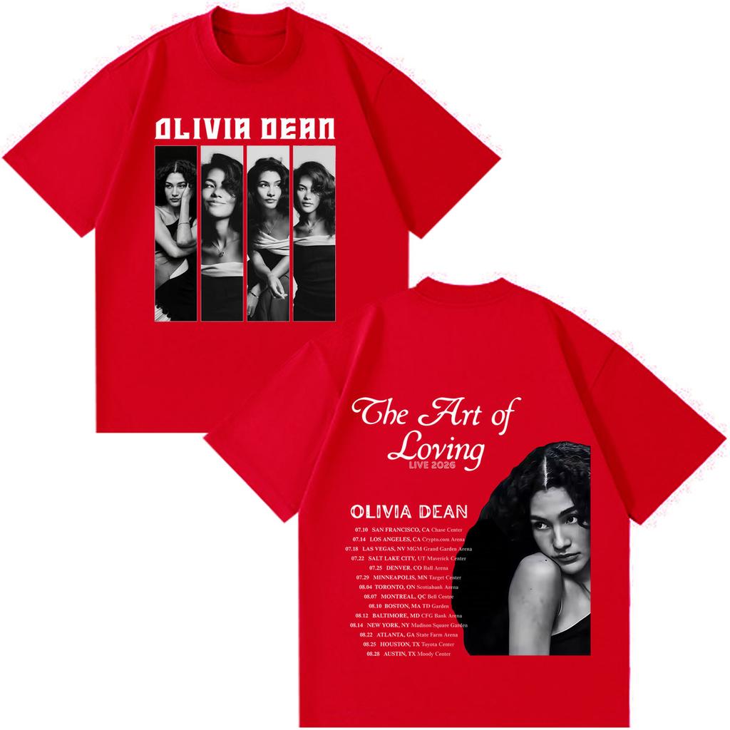 Olivia Dean Art Of Loving Tour 2026 Stampa Maglietta Unisex Unisex Magliette Hiphop Estiva Larga Casual Cotone Moda Magliette Vintage