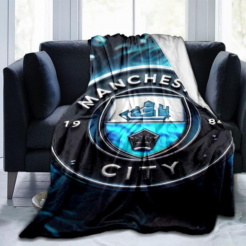 Couverture imprimée City Football Club Couvertures douces en flanelle pour canapé lit Cadeaux pour hommes femmes Couverture de pique-nique Cadeaux de Noël