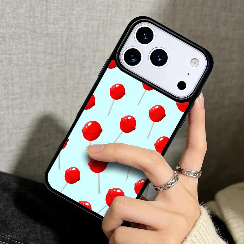 Capa Case for iPhone 17 Air 16 Pro Max 15 Plus 11 13 Mini 14 12 Back Phone Cover Red Lollipops