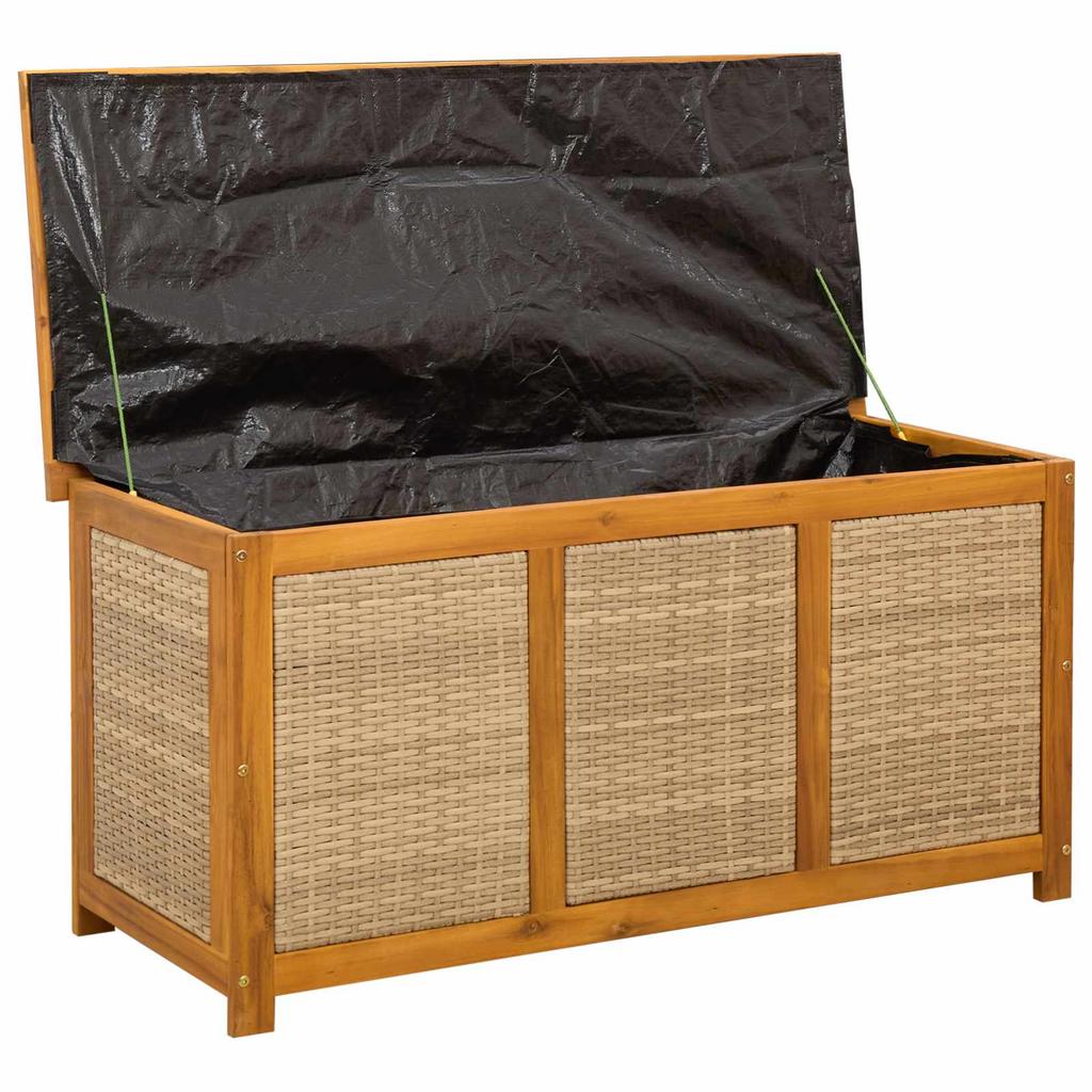Garden Storage Box 185 L Solid Wood Acacia 113 X 50 X 56 Cm Beige
