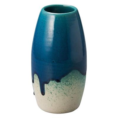 Marui Seito Shigaraki Ware Hechimon Ceramic Flower Vase, Approximately 22cm Tall, Glass Kiln Finish, Blue, Made In Japan, MR-1-5569