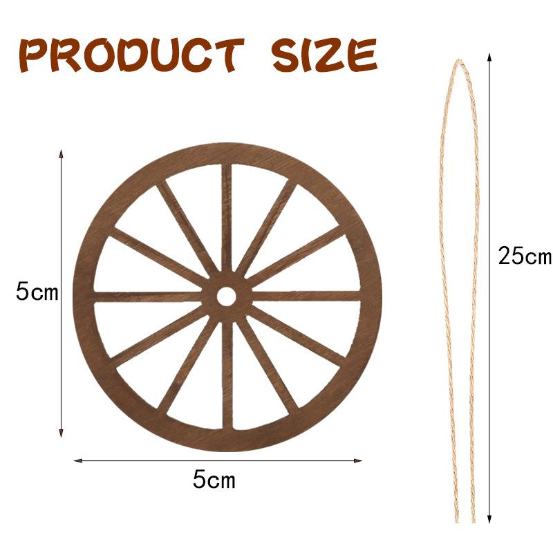 12Pcs Wagon Wheel Decor Wooden Western Cowboy Party Decorations Vintage Rustic Wagon Wheel Wood Cartwheel Decor for Bar Garage