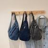 Retro denim women's breast bag simple large capacity casual shoulder bag Korean style portable messenger bag
