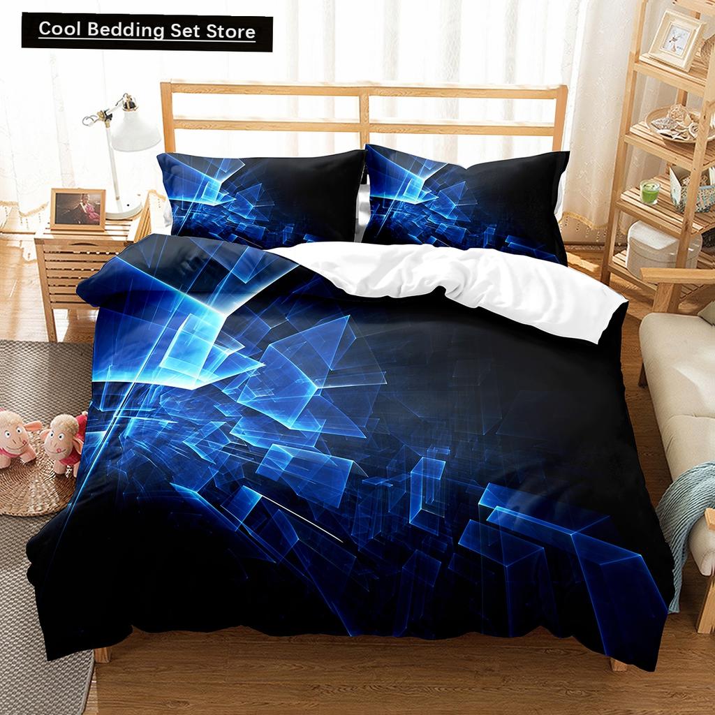 3D Abstract King Queen Duvet Cover Solid Geometry Bedding Set Rotate Three-dimensional Space 2/3pcs Polyester Soft Quilt Cover