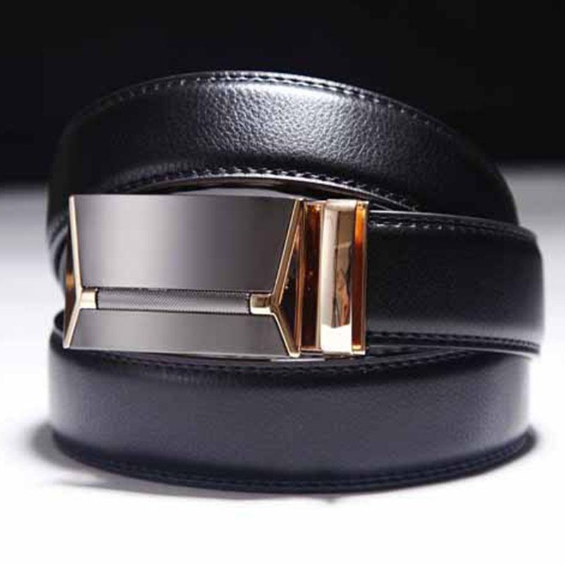 Men'S Jeans Automatic Buckle Belts Leather Belt Luxury Waistband Strap Belt Men Plus Large Size 130 140 150 160 170Cm