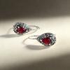 925 Sterling Silver Earrings For Women Trendy Geometric Retro Red Stone Earring Jewelry Prevent Allergy Party Gift Accessories