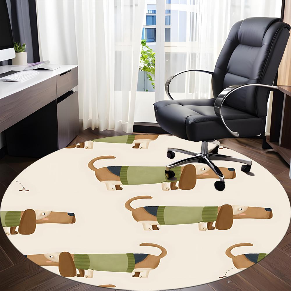 1pc Dachshund Sweater Pattern Chair Carpet for Office Non Slip, Machine Washable Rug for Office, Room Holiday Decor for Christmas, Birthday Polyester