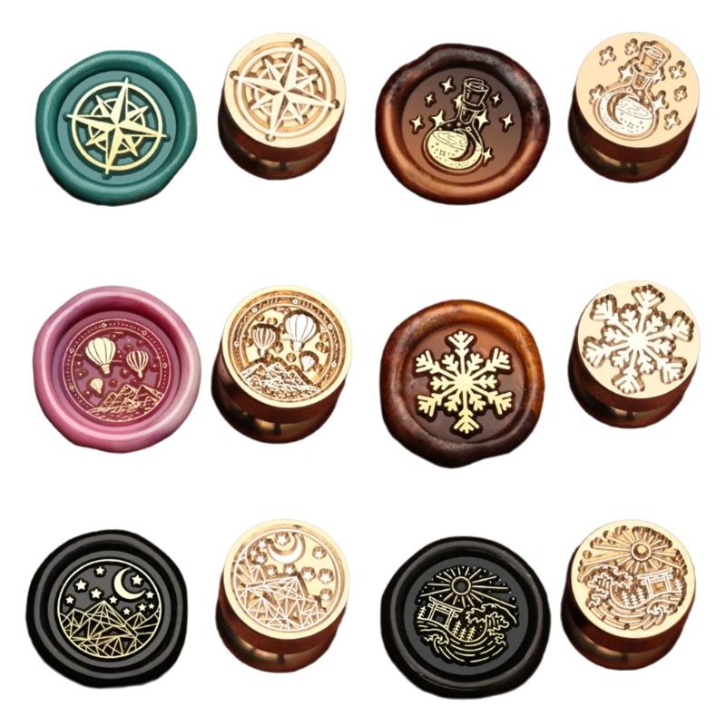 6Pcs Christmas Themed Stamp Head for Wedding Invitations Christmas Card Envelope Decoration Embossed Sealing Stamp