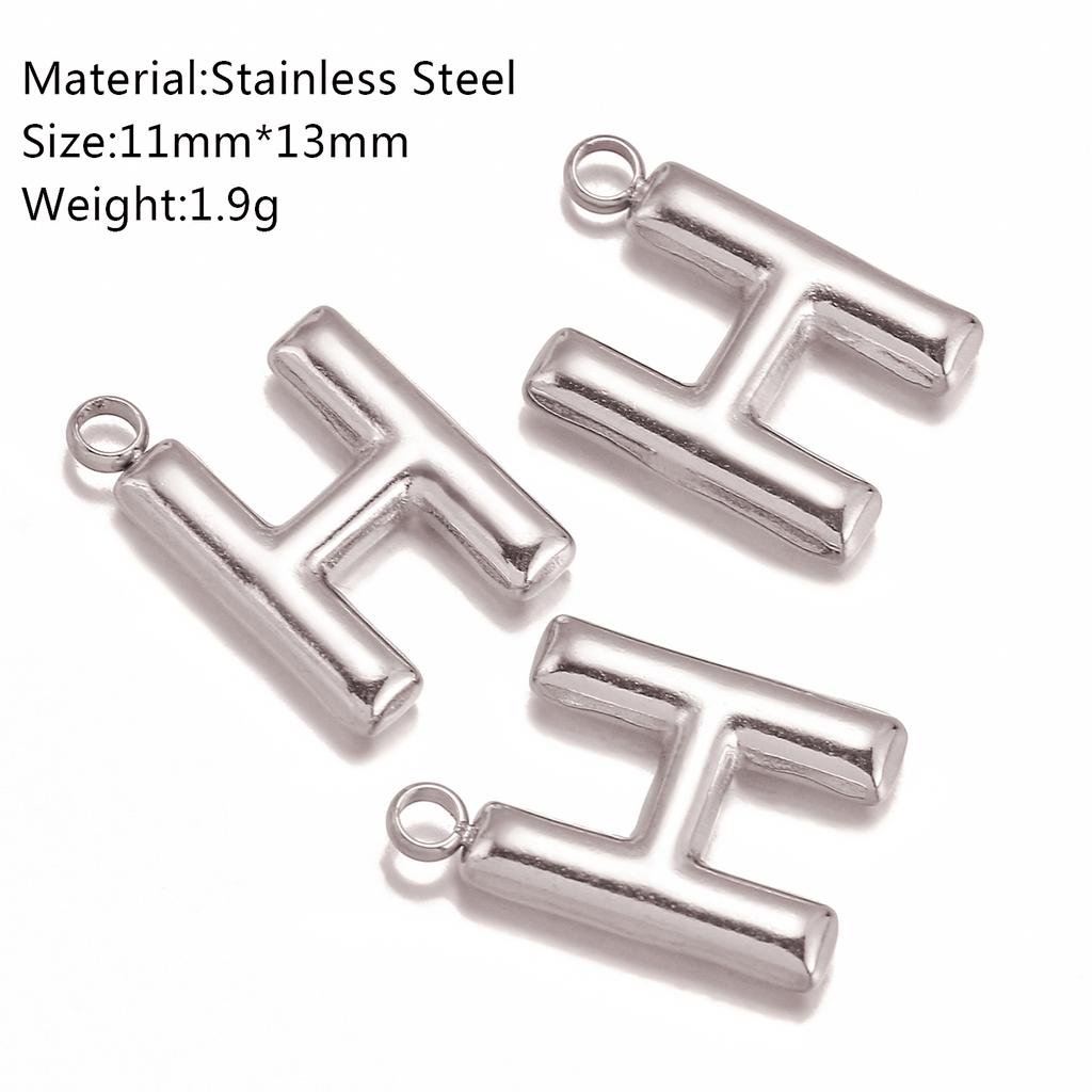 3Pcs Bubble Alphabet Charm Silver Color Stainless Steel Initial English Letter Pendant DIY Bracelet/Necklace Gift Jewelry Making