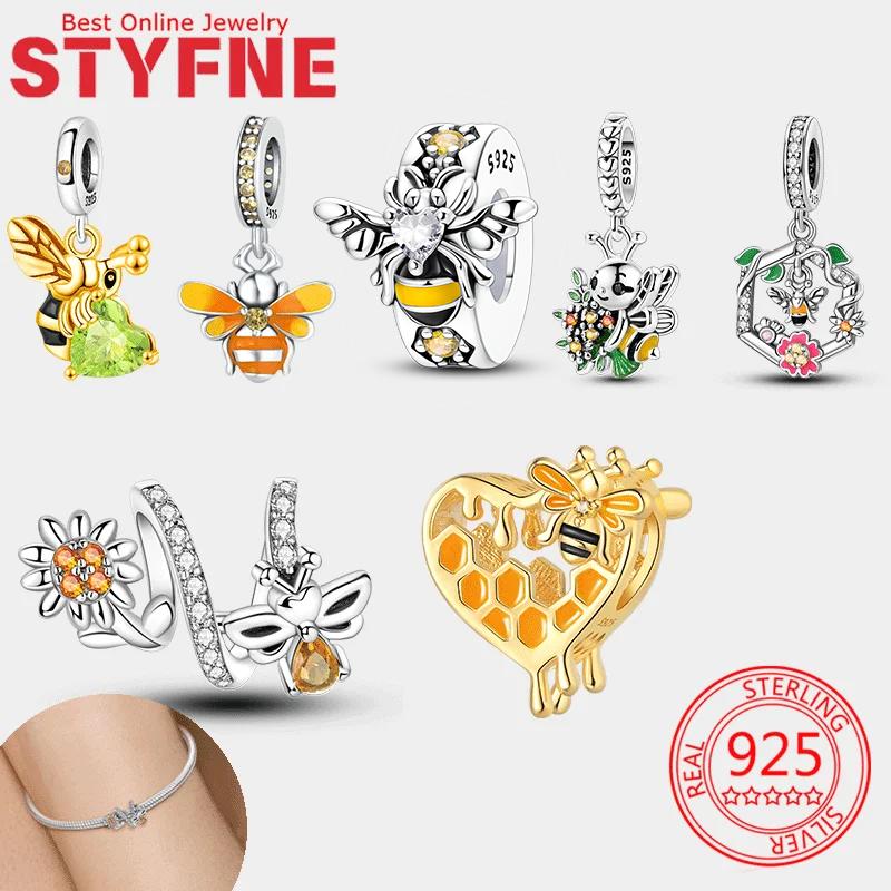 Originale Kupferanhänger Sonnenblume Biene Herz Liebe Wabe Gold Zirkon Bienenperlen Anhänger Passend für Armband für Frauen DIY Feines Geschenk